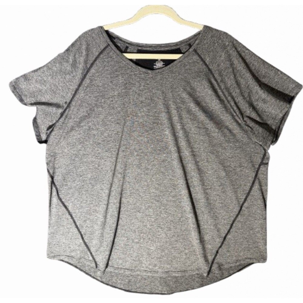 Tek Gear Workout Top Womens 2X Gray Activewear Athletic Mesh Back Shirt